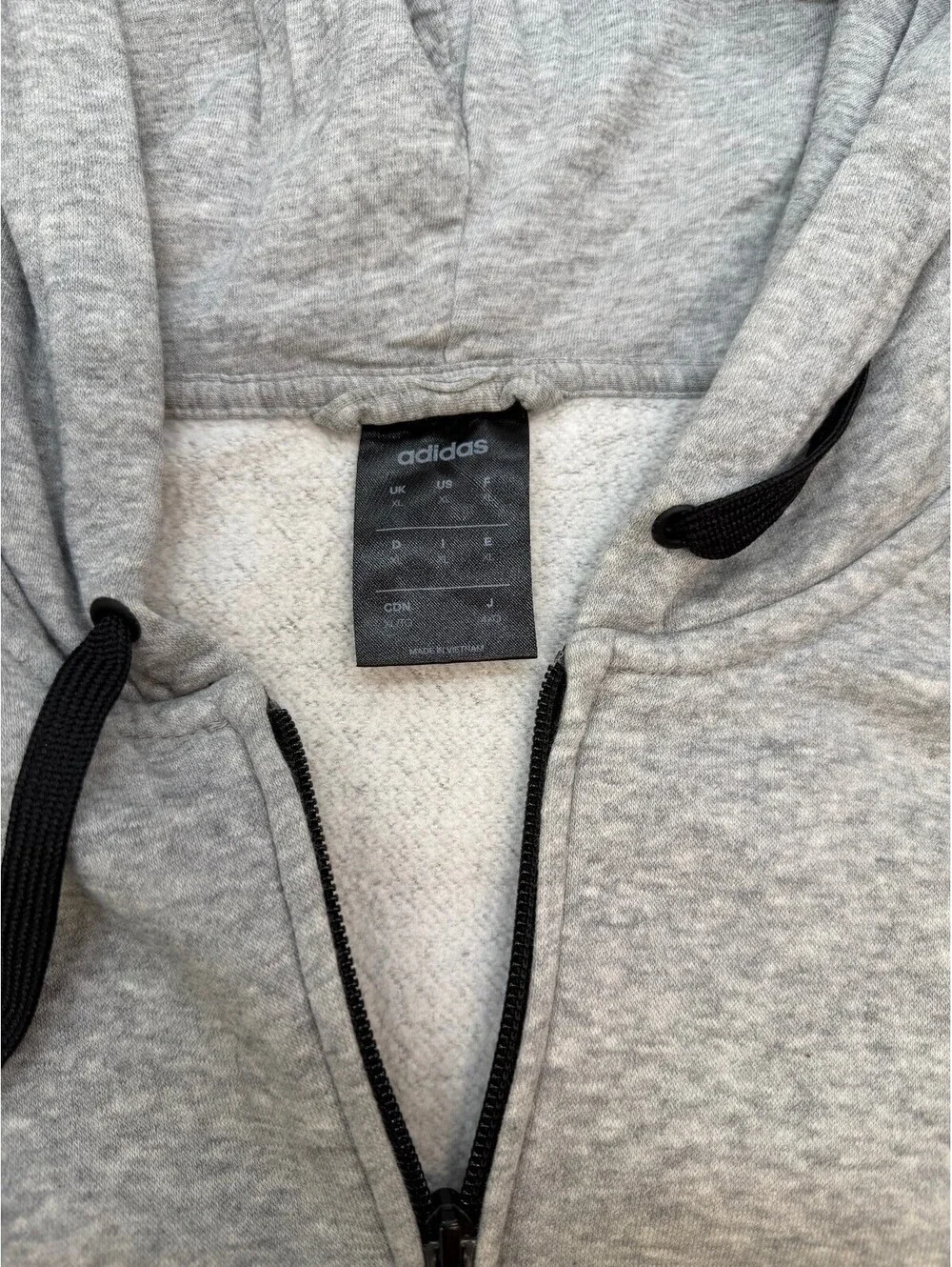 Adidas Men's Hoodie Sweatshirt Full Zip Front Pockets Logo Size XL Grey